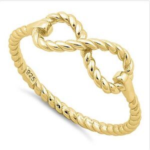Gold Plated Sterling Silver Braided Infinity Ring Size 7,8